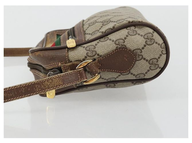 Borsa Gucci GG Supreme Web Sherry Line PVC Beige Oro 56 02 087 Auth BA12158 D'oro - vista 4