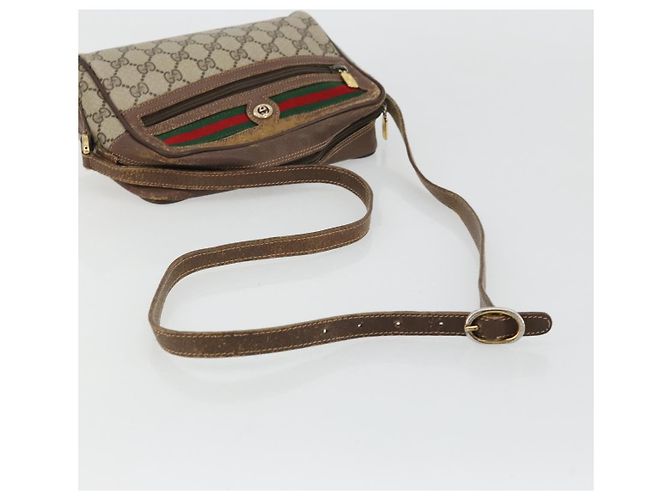 Borsa Gucci GG Supreme Web Sherry Line PVC Beige Oro 56 02 087 Auth BA12158 D'oro - vista 7
