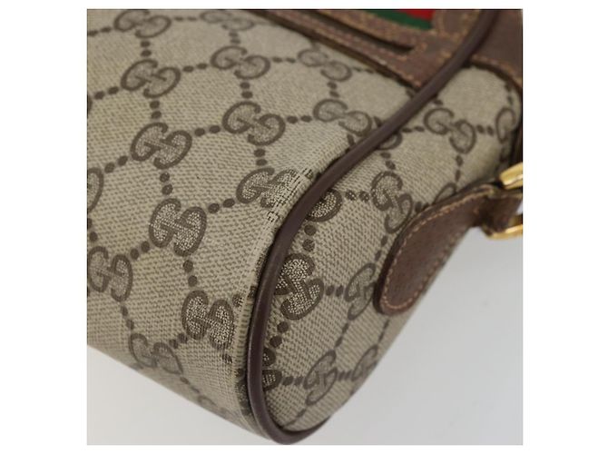 Borsa Gucci GG Supreme Web Sherry Line PVC Beige Oro 56 02 087 Auth BA12158 D'oro - vista 9