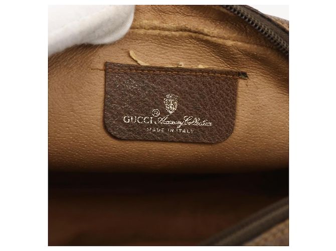 GUCCI GG Supreme Web Sherry Line Clutch Bag PVC Beige Oro 89 01 034 Auth 175777 - vista 10