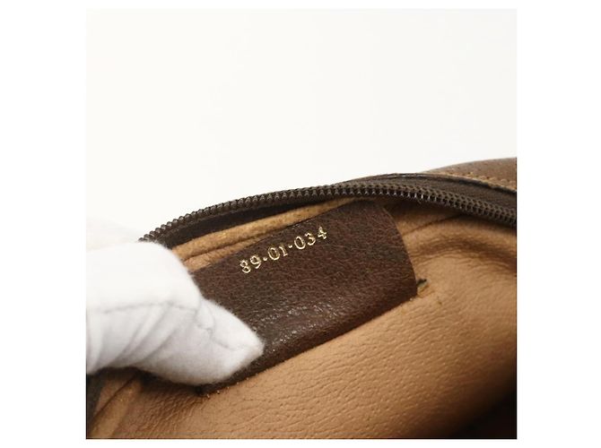 GUCCI GG Supreme Web Sherry Line Clutch Bag PVC Beige Oro 89 01 034 Auth 175777 - vista 12