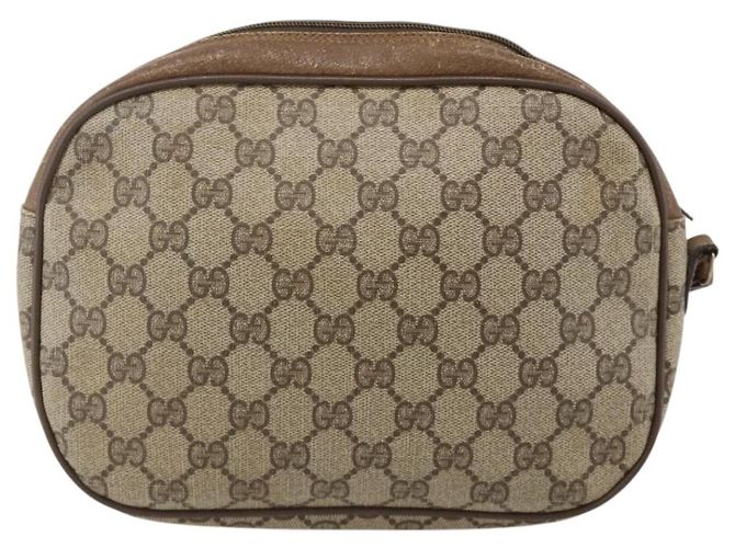 GUCCI GG Supreme Web Sherry Line Clutch Bag PVC Beige Oro 89 01 034 Auth 175777 - vista 2