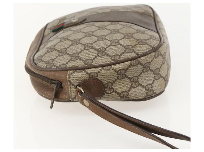 GUCCI GG Supreme Web Sherry Line Clutch Bag PVC Beige Oro 89 01 034 Auth 175777 - vista 3