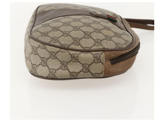 GUCCI GG Supreme Web Sherry Line Clutch Bag PVC Beige Oro 89 01 034 Auth 175777 - vista 4