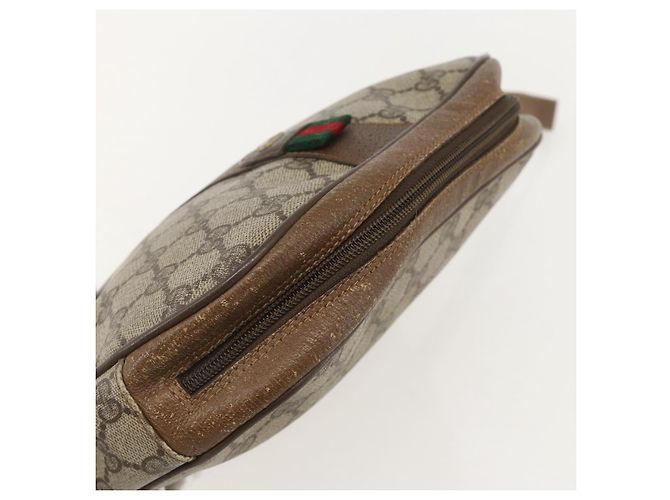 GUCCI GG Supreme Web Sherry Line Clutch Bag PVC Beige Oro 89 01 034 Auth 175777 - vista 6