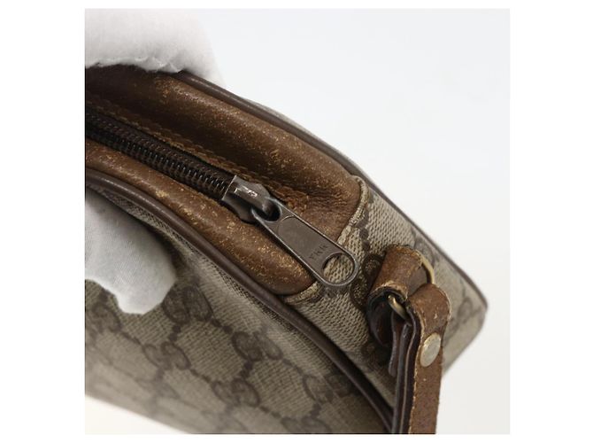 GUCCI GG Supreme Web Sherry Line Clutch Bag PVC Beige Oro 89 01 034 Auth 175777 - vista 9