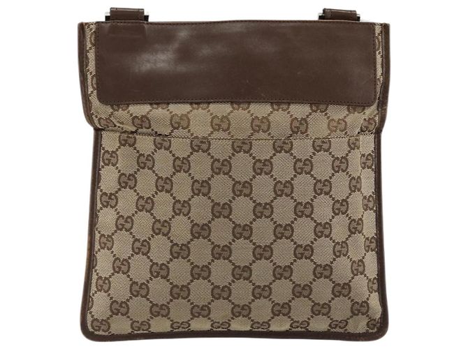 Borsa a Spalla GG Canvas Gucci Beige Argento 27639 Auth 175360 - vista 2