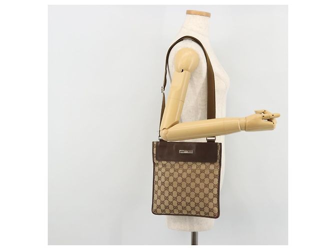 Borsa a Spalla GG Canvas Gucci Beige Argento 27639 Auth 175360 - vista 23