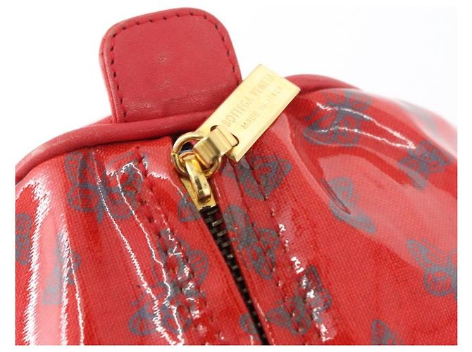 Borsa Boston in PVC e tela rossa e oro Auth ti3886A di BOTTEGA VENETA Rosso D'oro - vista 10