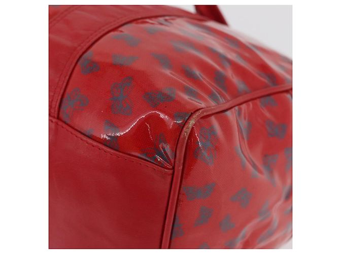 Borsa Boston in PVC e tela rossa e oro Auth ti3886A di BOTTEGA VENETA Rosso D'oro - vista 14
