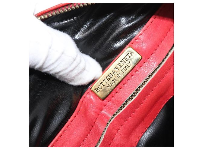 Borsa Boston in PVC e tela rossa e oro Auth ti3886A di BOTTEGA VENETA Rosso D'oro - vista 17