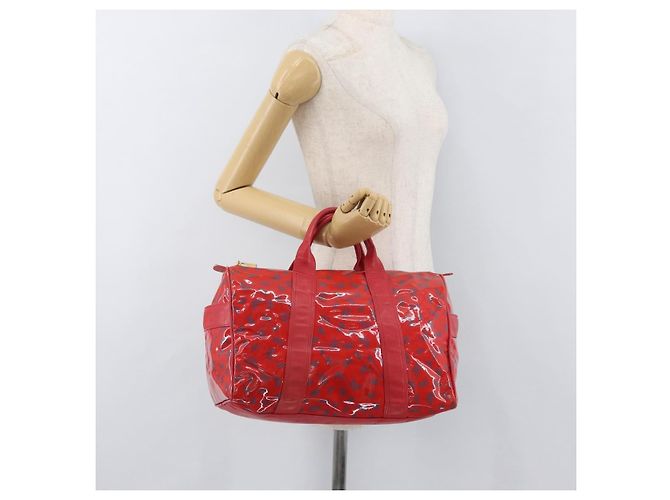 Borsa Boston in PVC e tela rossa e oro Auth ti3886A di BOTTEGA VENETA Rosso D'oro - vista 21