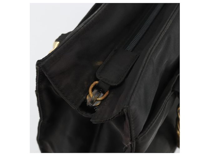 PRADA Borsa a mano in nylon nero e oro Auth yk20281 D'oro - vista 10