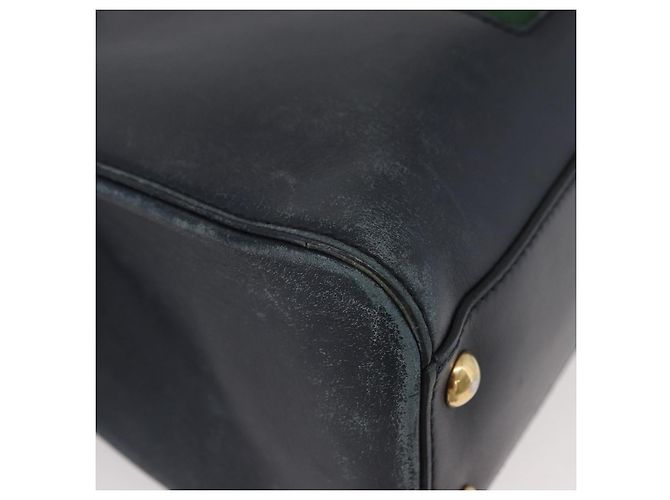 GUCCI Silvi Sac à Main Cuir 2en1 Marine Or 460381 Auth YKZ1323A Doré Bleu Marine - vue 10