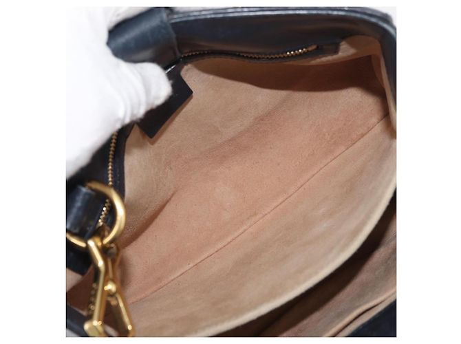 GUCCI Silvi Sac à Main Cuir 2en1 Marine Or 460381 Auth YKZ1323A Doré Bleu Marine - vue 11