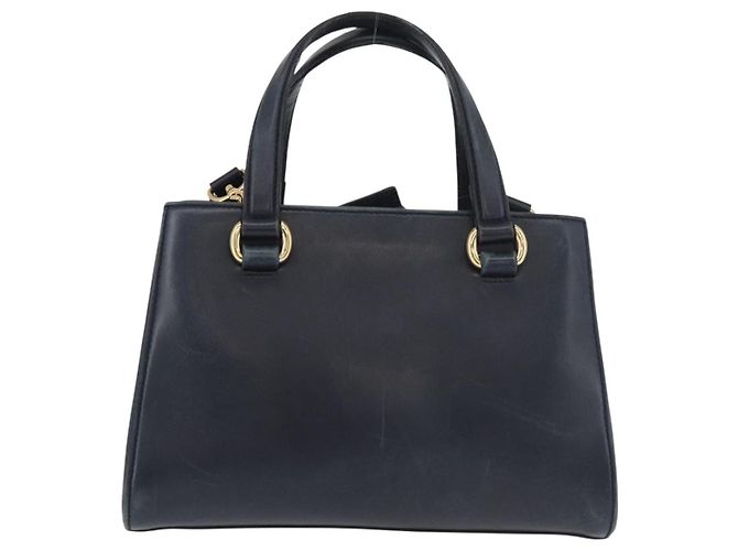 GUCCI Silvi Sac à Main Cuir 2en1 Marine Or 460381 Auth YKZ1323A Doré Bleu Marine - vue 2