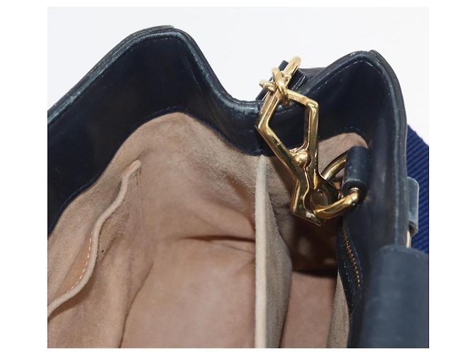 GUCCI Silvi Sac à Main Cuir 2en1 Marine Or 460381 Auth YKZ1323A Doré Bleu Marine - vue 24