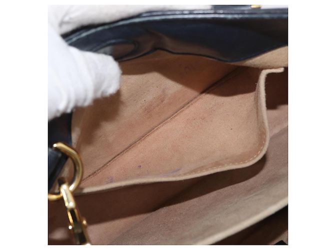 GUCCI Silvi Sac à Main Cuir 2en1 Marine Or 460381 Auth YKZ1323A Doré Bleu Marine - vue 25