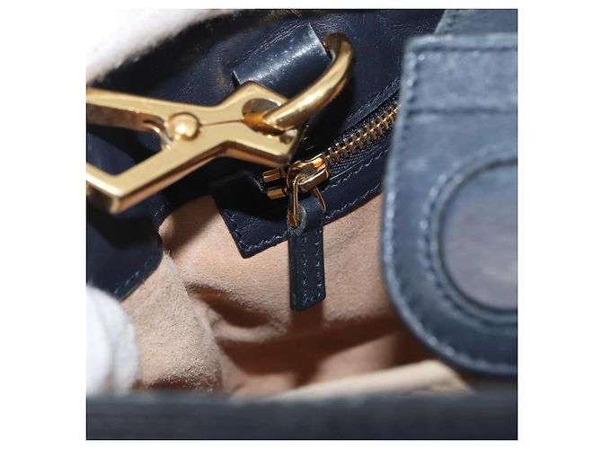 GUCCI Silvi Sac à Main Cuir 2en1 Marine Or 460381 Auth YKZ1323A Doré Bleu Marine - vue 26