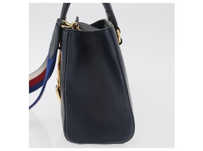 GUCCI Silvi Sac à Main Cuir 2en1 Marine Or 460381 Auth YKZ1323A Doré Bleu Marine - vue 3