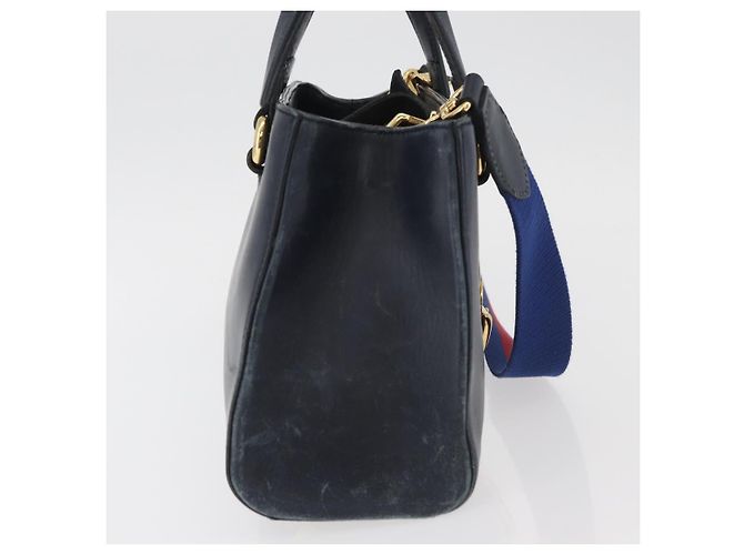 GUCCI Silvi Sac à Main Cuir 2en1 Marine Or 460381 Auth YKZ1323A Doré Bleu Marine - vue 4