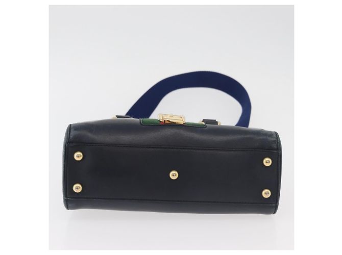 GUCCI Silvi Sac à Main Cuir 2en1 Marine Or 460381 Auth YKZ1323A Doré Bleu Marine - vue 5