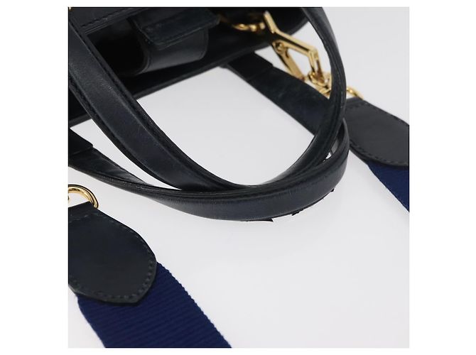 GUCCI Silvi Sac à Main Cuir 2en1 Marine Or 460381 Auth YKZ1323A Doré Bleu Marine - vue 7