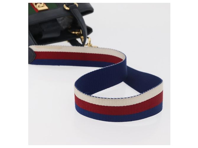 GUCCI Silvi Sac à Main Cuir 2en1 Marine Or 460381 Auth YKZ1323A Doré Bleu Marine - vue 9