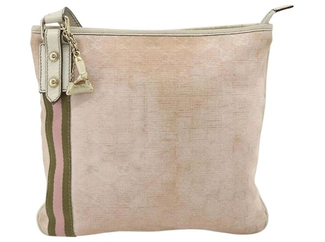 Borsa a Spalla Gucci GG Canvas Sherry Line Rosa Oro 144388 Auth ti3863 D'oro - vista 13