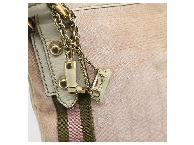 Borsa a Spalla Gucci GG Canvas Sherry Line Rosa Oro 144388 Auth ti3863 D'oro - vista 17