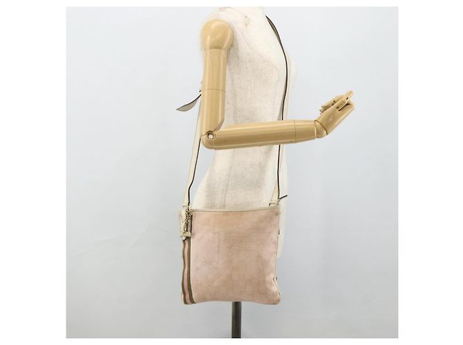 Borsa a Spalla Gucci GG Canvas Sherry Line Rosa Oro 144388 Auth ti3863 D'oro - vista 23