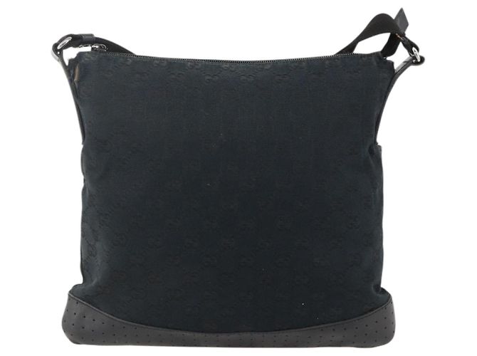 Borsa a Spalla GG Canvas Gucci Nera Argento 145357 Auth 175338 Nero - vista 2