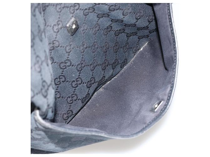 Borsa a Spalla GG Canvas Gucci Nera Argento 145357 Auth 175338 Nero - vista 23