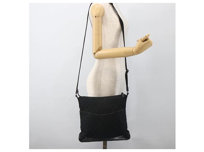 Borsa a Spalla GG Canvas Gucci Nera Argento 145357 Auth 175338 Nero - vista 24