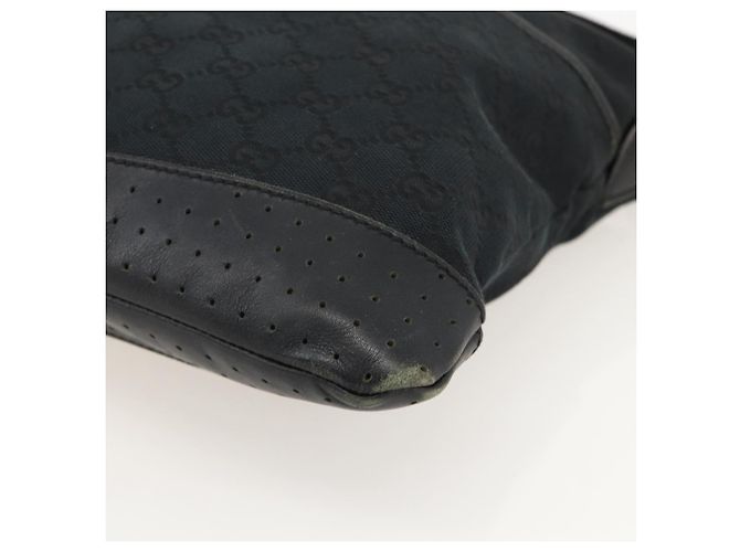 Borsa a Spalla GG Canvas Gucci Nera Argento 145357 Auth 175338 Nero - vista 8
