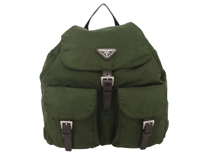PRADA Rucksack aus Nylon grün silber authentisch bs34371 - Ansicht 13