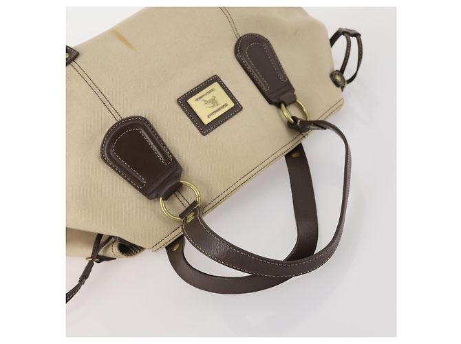 Borsa a mano Burberrys in tela e pelle 2 pezzi marrone beige Auth BA11996 - vista 13