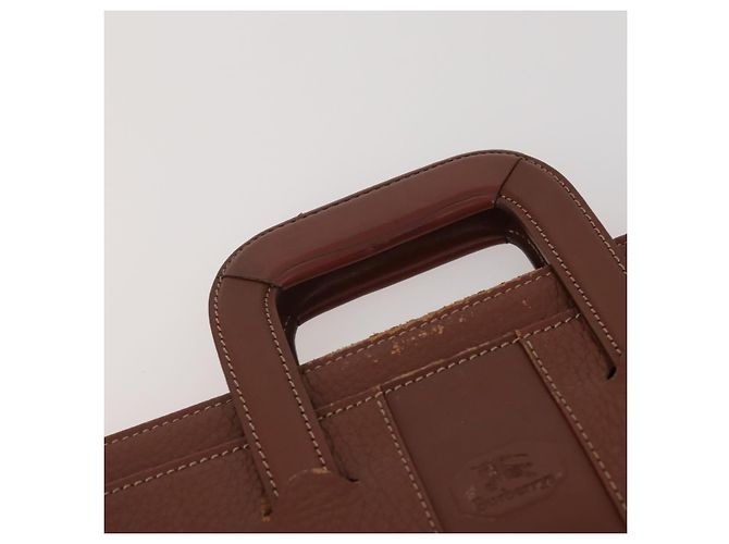 Borsa a mano Burberrys in tela e pelle 2 pezzi marrone beige Auth BA11996 - vista 6