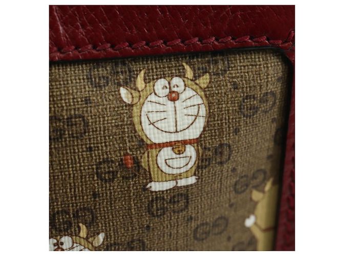 Borsa di collaborazione GUCCI Micro GG Supreme Doraemon in PVC beige 655596 Auth YKZ1361M D'oro - vista 18