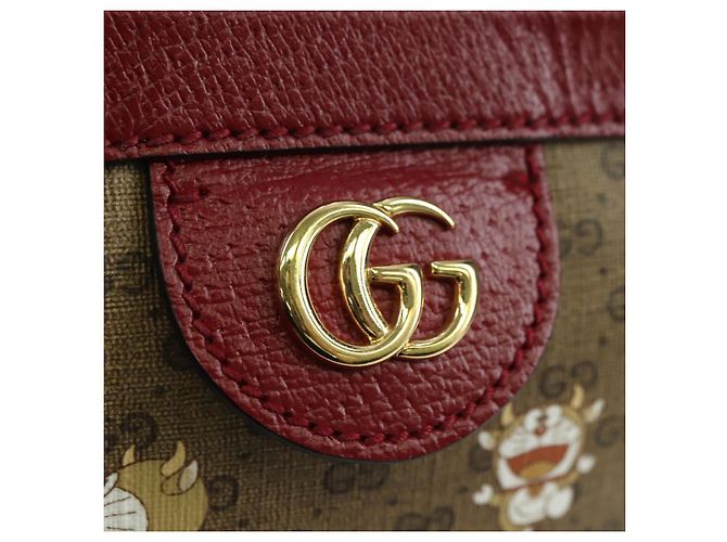 Borsa di collaborazione GUCCI Micro GG Supreme Doraemon in PVC beige 655596 Auth YKZ1361M D'oro - vista 19