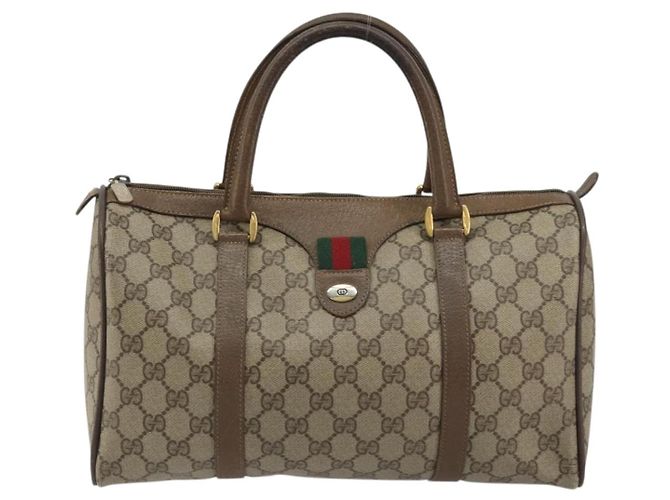 Borsa Sherry Line GG Supreme Web di GUCCI in PVC beige e oro 39 02 007 Auth BA12075 D'oro - vista 13