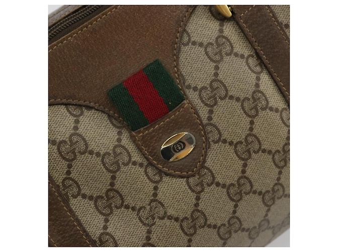 Borsa Sherry Line GG Supreme Web di GUCCI in PVC beige e oro 39 02 007 Auth BA12075 D'oro - vista 17