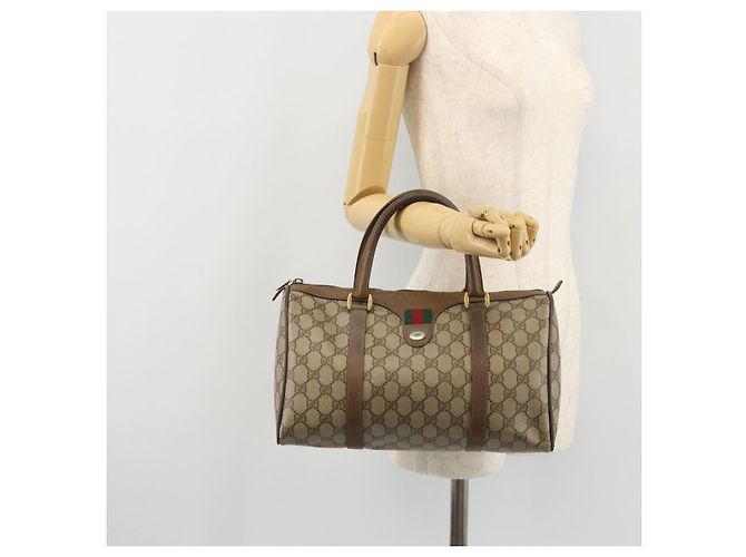 Borsa Sherry Line GG Supreme Web di GUCCI in PVC beige e oro 39 02 007 Auth BA12075 D'oro - vista 23