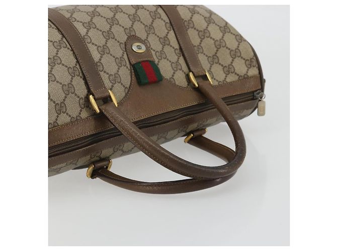 Borsa Sherry Line GG Supreme Web di GUCCI in PVC beige e oro 39 02 007 Auth BA12075 D'oro - vista 7