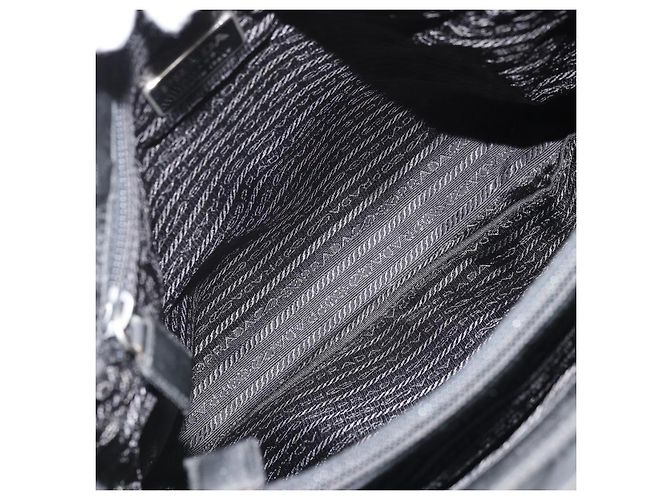 PRADA Borsa Tote in Catena di Plastica Nylon Nera Argento Auth 175266 Nero - vista 11