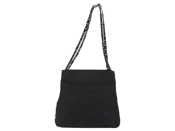 PRADA Borsa Tote in Catena di Plastica Nylon Nera Argento Auth 175266 Nero - vista 13