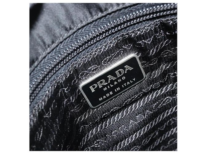 PRADA Borsa Tote in Catena di Plastica Nylon Nera Argento Auth 175266 Nero - vista 17