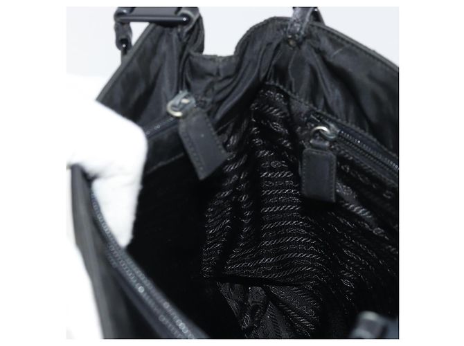 PRADA Borsa Tote in Catena di Plastica Nylon Nera Argento Auth 175266 Nero - vista 19