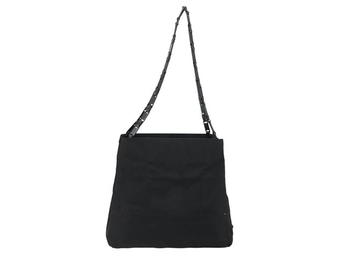 PRADA Borsa Tote in Catena di Plastica Nylon Nera Argento Auth 175266 Nero - vista 2