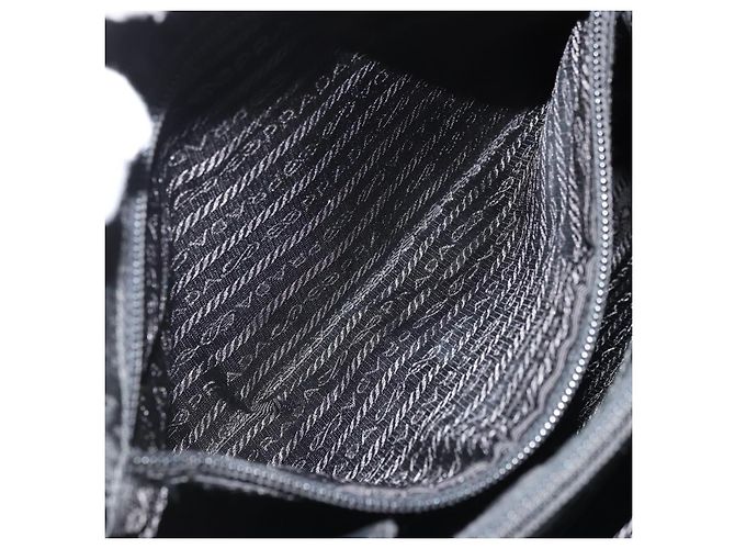 PRADA Borsa Tote in Catena di Plastica Nylon Nera Argento Auth 175266 Nero - vista 21